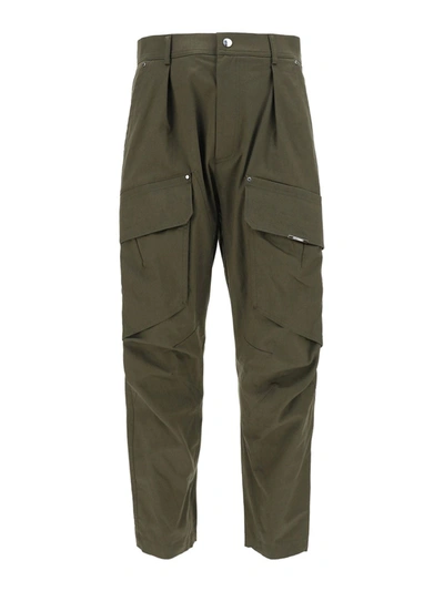 Les Hommes Nylon Pocket Slim Fit Trousers In Green