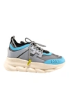 VERSACE CHAIN REACTION SNEAKERS IN BLUE