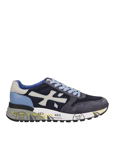 Premiata Blue Premium Quality Leather And Technical Fabric Mick Trainers