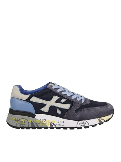 Premiata Blue Premium Quality Leather And Technical Fabric Mick Sneakers