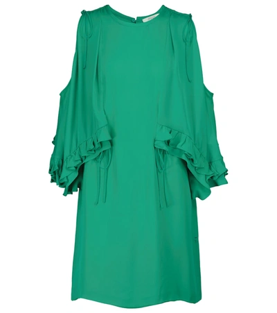 Dorothee Schumacher Fluid Luxury Silk Minidress In Green