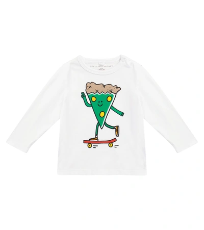 Stella Mccartney Baby Pizza Skater Cotton Jersey T-shirt In White