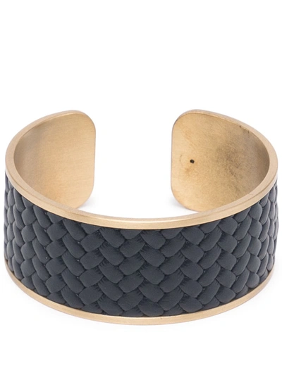 Pinetti Woven-leather Napkin Ring In Blau