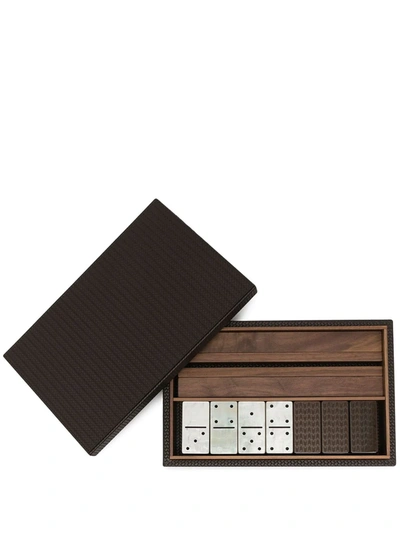 Pinetti Textured-leather Dominoes Set In Braun