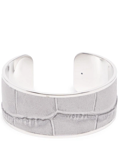 Pinetti Crocodile-embossed Napkin Ring In Grau