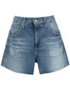 Ag Hailey High-rise Denim Shorts In Blau