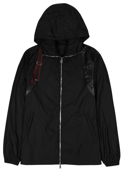 Alexander Mcqueen Men's Logo Harness Hooded Wind-resistant Jacket In Black