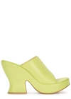 BOTTEGA VENETA 115 LIME LEATHER WEDGE MULES,4046263