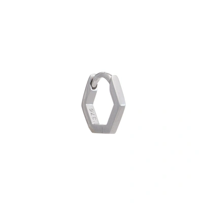 Rachel Jackson London Solid White Gold Hexagon Huggie Hoop Earring