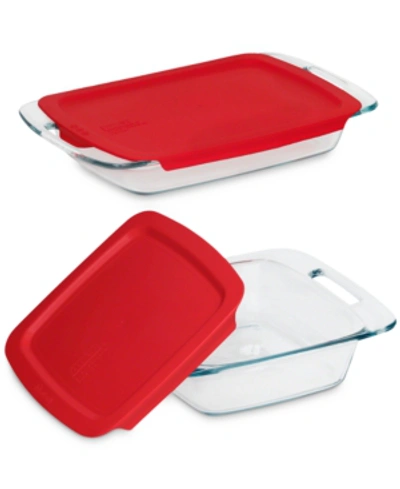 Pyrex Easy Grab Baking Dish 4-pc. Set In Red