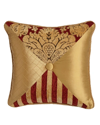Austin Horn Collection Bellissimo Square Pieced Pillow With Button & Cording