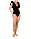 Maygel Coronel Santa Ruffled One-piece Swimsuit In Black