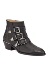 Chloé Black Nappa Leather Susanna Ankle Boots In Black/gunmetal