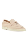 Loro Piana Summer Charms Walk Suede Loafers In 3873 Pink Sand