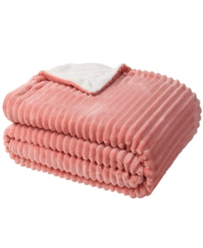 Sedona House Jacquard Flannel Blanket, Twin In Pink