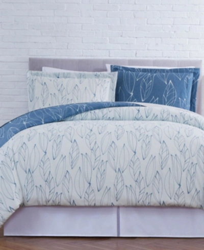 Southshore Fine Linens Premium Ultra-soft Modern Foliage Comforter And Sham Set, Full/queen In Blue