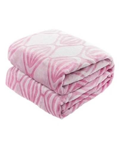 Sedona House Shaved Print Flannel Blanket, Twin In Pink