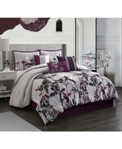 Nanshing Darlene Comforter Set, California King, 7-piece In Purple