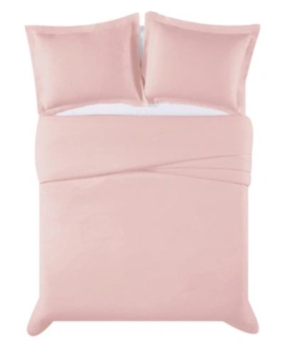 Truly Calm Silver-tone Cool 3 Piece Duvet Set, Full/queen Bedding In Blush