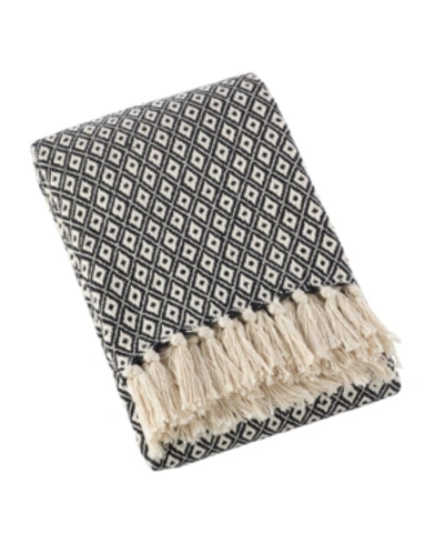 Saro Lifestyle Soft Diamond Weave Throw In Black