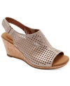 Rockport Briah Womens Suede Perforated Wedge Sandals In Light Beige