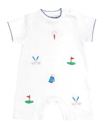 Sammy + Nat Babies' Boy's Golf Summer Embroidered Short-sleeve Playsuit In Blue