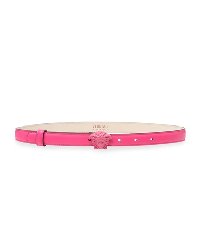 Versace La Medusa 20mm Leather Belt In Fuxia-fuxia-versa