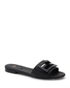 Fendi Baguette Leather Flat Sandals In Nero