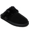 Minnetonka Chesney  Womens Leather Indoors Slide Slippers In Black