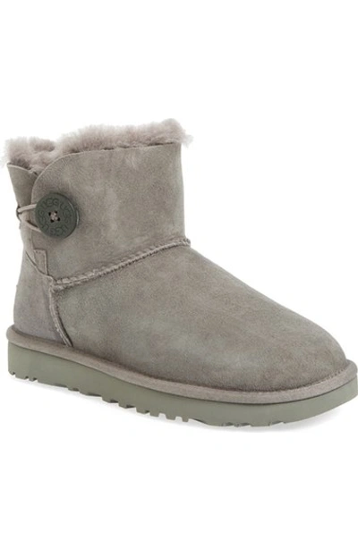 Ugg Mini Bailey Button Ii Genuine Shearling Boot In Light Brown