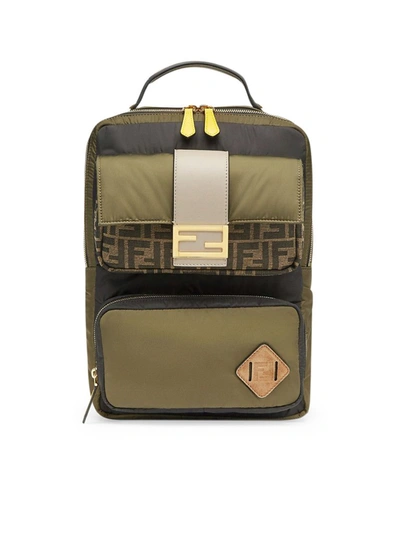 Fendi Ff-pattern Backpack In Green