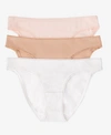 On Gossamer Cabana Cotton Blend Stretch Hip Bikinis, Set Of 3 In Blush, White, Champagne
