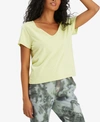 Sanctuary Cotton Soft V-neck T-shirt In Bright Grn