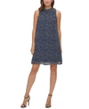 TOMMY HILFIGER PRINTED CHIFFON TRAPEZE DRESS