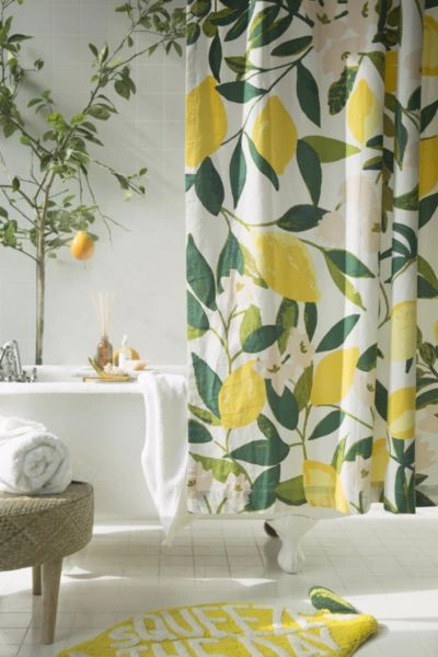 Urban Outfitters Allover Fruits Shower Curtain In Lemons