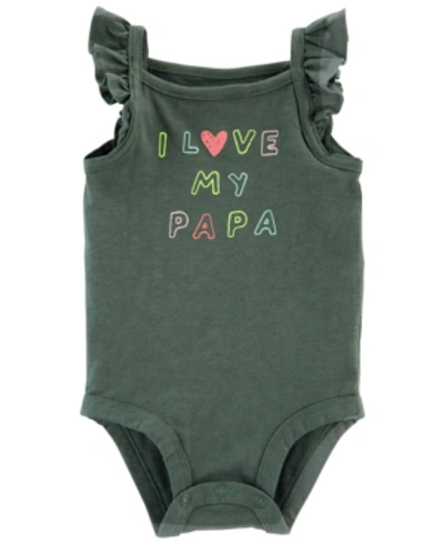 Carter's Baby Girls I Love My Papa Bodysuit In Green