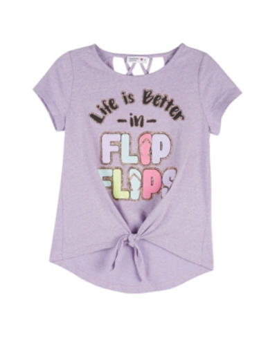 Beautees Kids' Big Girls Short Sleeve Tie Front Top In Lilac