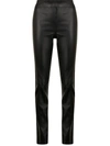 Helmut Lang Slit-cuff Leather Trousers In Black