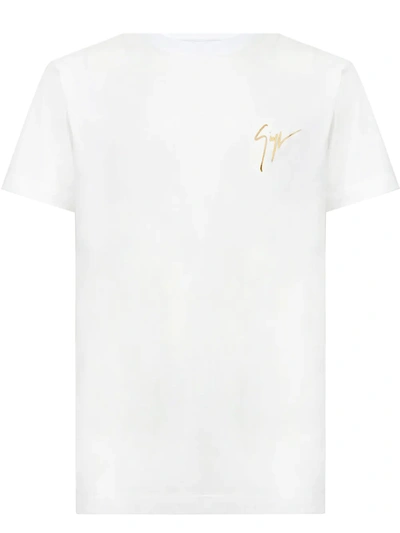 Giuseppe Zanotti Signature-print Cotton T-shirt In Weiss