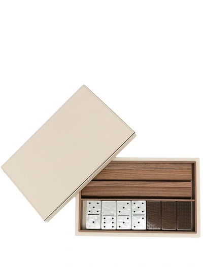 Pinetti Textured-leather Dominoes Set In Weiss