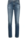 Ag Mari High Rise Slim Straight Jeans In 15 Years Shoreline In Blue