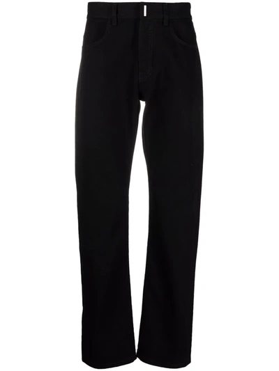 Givenchy Black Straight-leg Jeans With Metal Logo Details