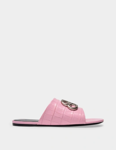 Balenciaga Pink Croc Bb Sandals