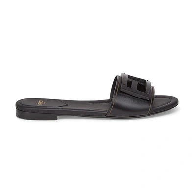 FENDI LEATHER SLIDES,FEN4PFZDBCK