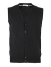 PAOLO PECORA COTTON YARN VEST IN BLACK