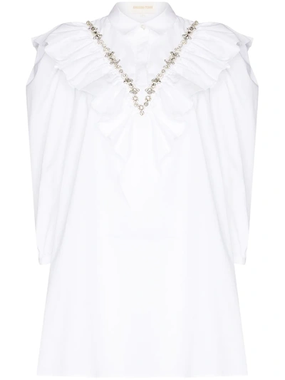 Shushu-tong Crystal-embellished Ruffled Shirtdress In Co001wh100