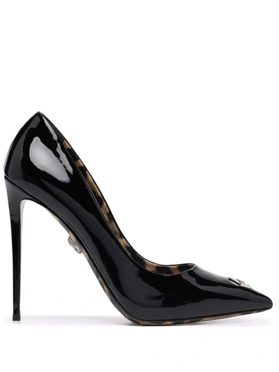 Philipp Plein Iconic Plein Decollete Patent-leather Pumps In Black