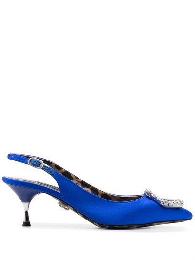 Philipp Plein Crystal Hexagon Leather Pumps In Blau