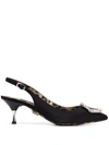 Philipp Plein Crystal Hexagon Pointed Pumps In Schwarz