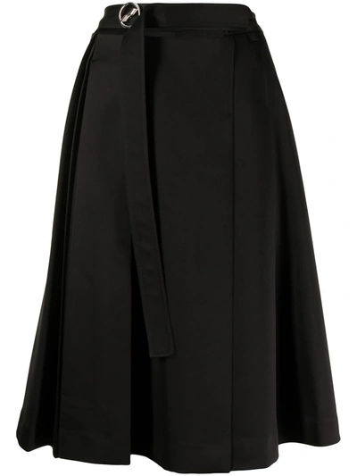 We11 Done Pleated Midi Skirt In Schwarz